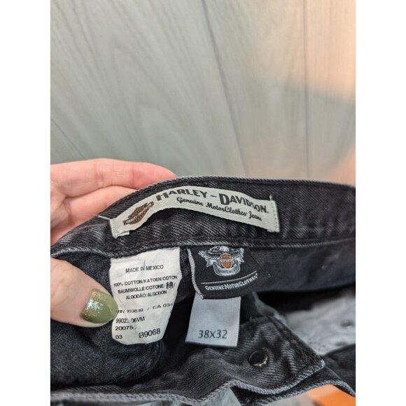 Harley Davidson Black Denim Jeans Mens Sz 38X32 Relaxed Fit 100% Cotton - Picture 10 of 10